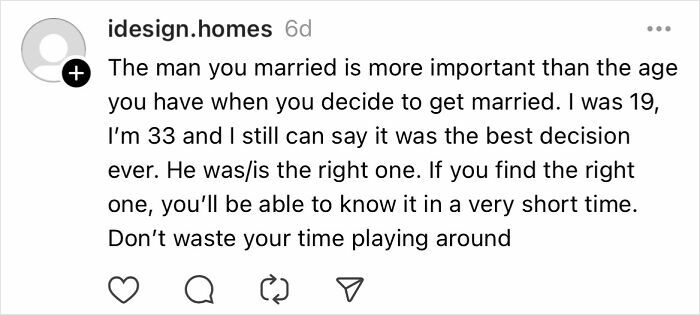 Text post on relationship advice, highlighting importance over age.