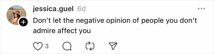 Social media post by jessica.guel advising women over 30 to ignore negative opinions for better decisions.