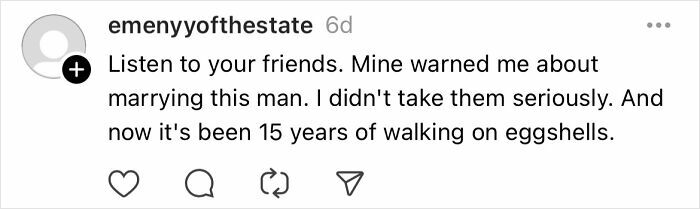 Instagram comment cautioning to heed friends' advice to avoid mistakes in relationships.