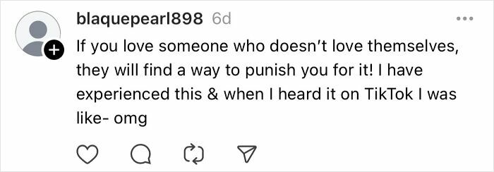 Instagram comment discussing relationship mistakes learned from TikTok experience.