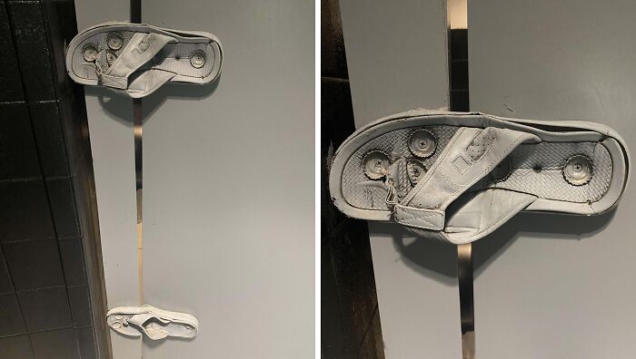 Flip-flops used as an improvised door lock in Florida, showcasing wild moments of creativity.