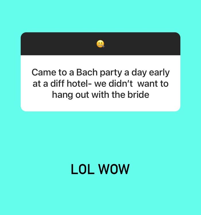 Text exchange highlighting terrible wedding guests avoiding the bride.