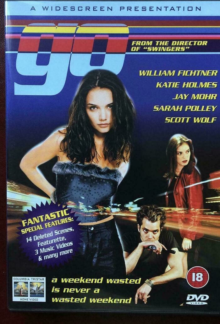 '90s DVD cover of "Go" with main actors and special features highlighted.
