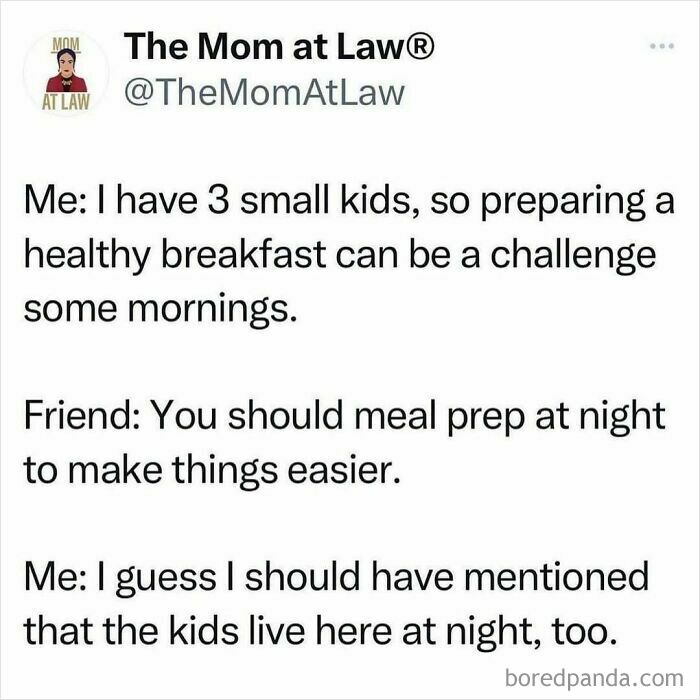 Funny food meme about meal prepping challenges with kids.