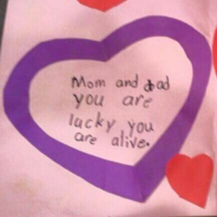 Valentine's gift card with heart and quirky message in handwritten text.