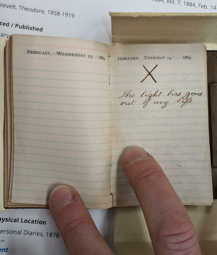 Old diary entry saying "The light has gone out of my life" in a vintage notebook; a fascinating piece among cool-old-things.
