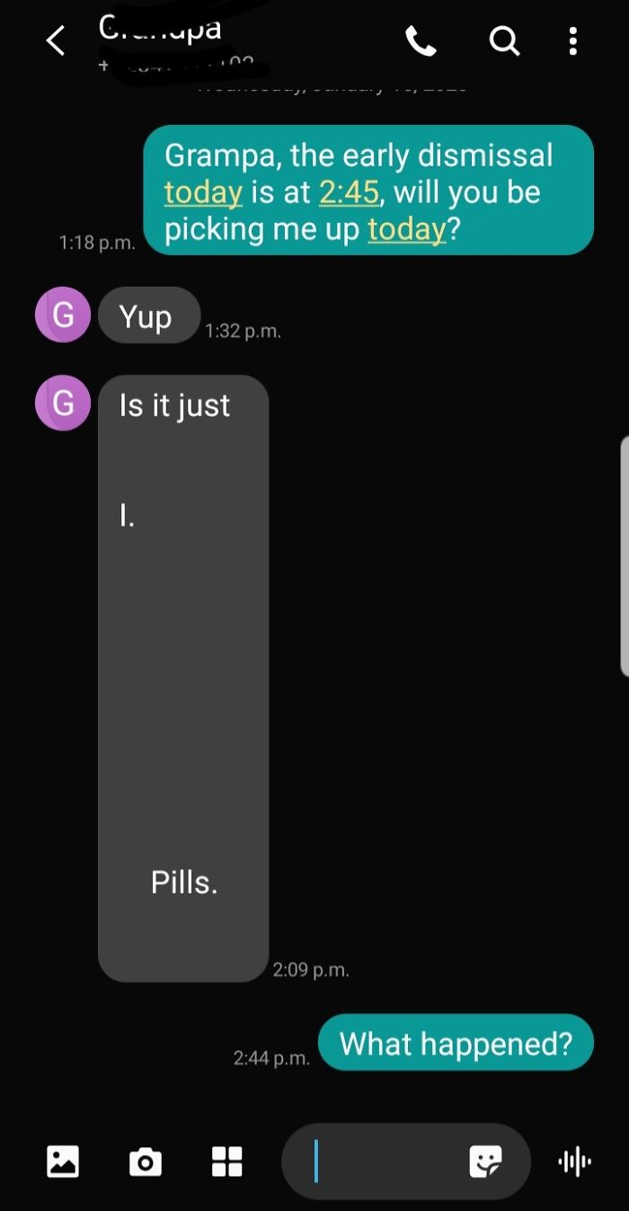 Text conversation showing communication mix-up, illustrating Boomers social media fails.