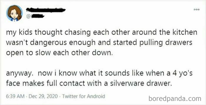 "Dumb-Clueless-Kids playing dangerously in kitchen, causing chaos with open drawers."