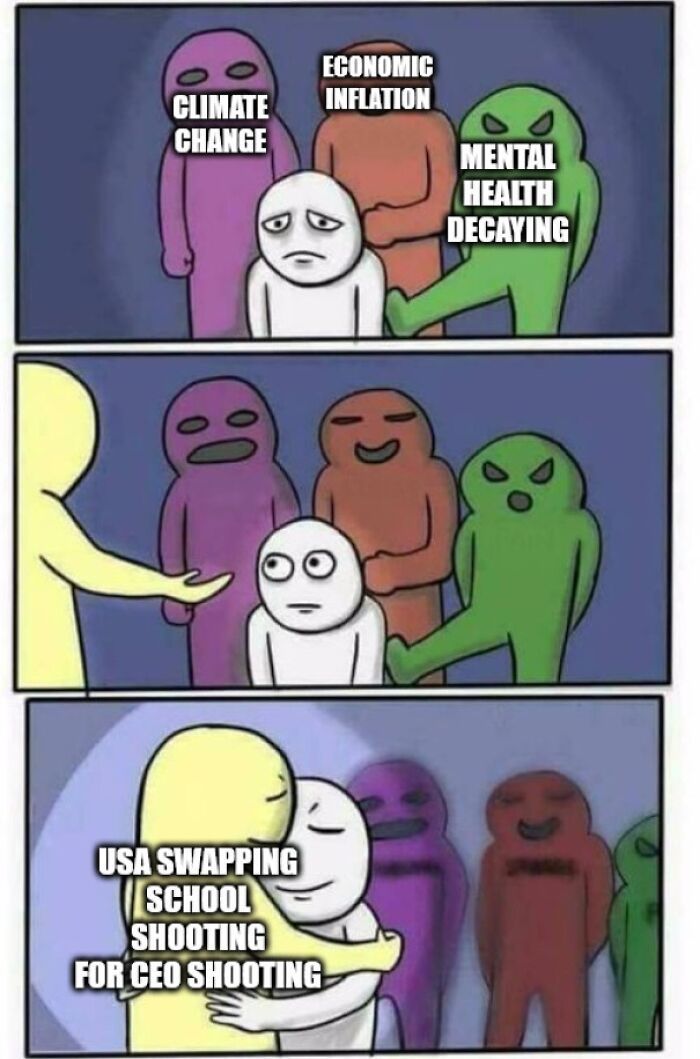 Comic strip illustrating ironic and sad commentary on consumerism struggles.