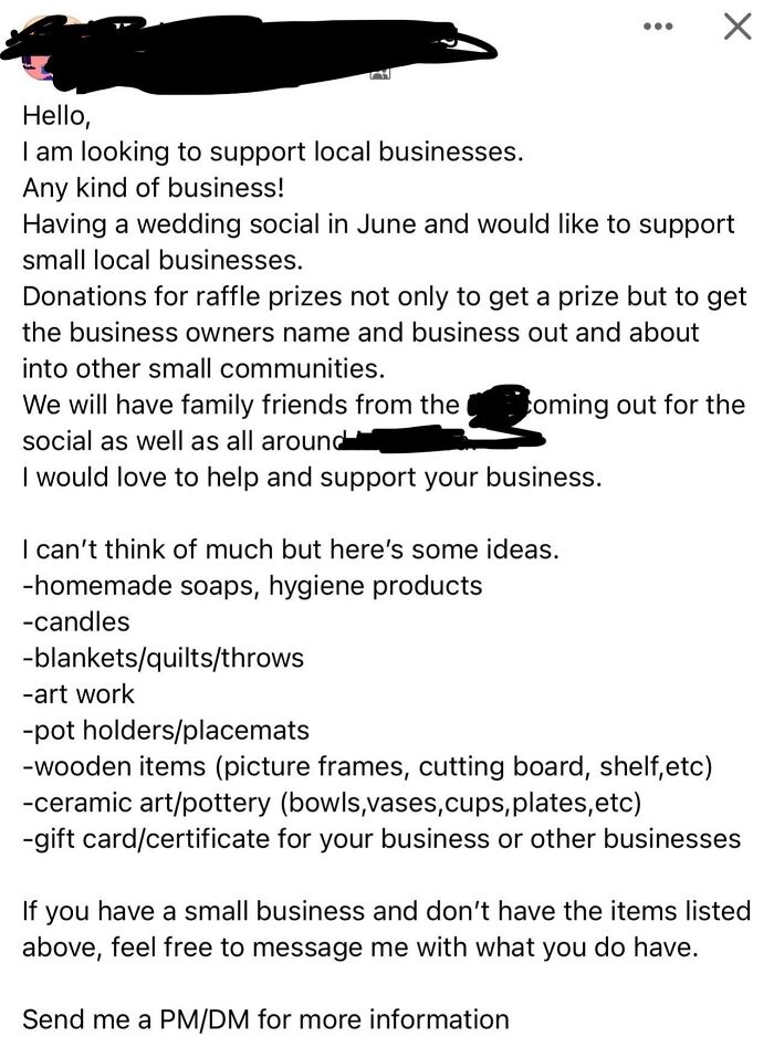 Supporting Local Business By Asking For Free Stuff
