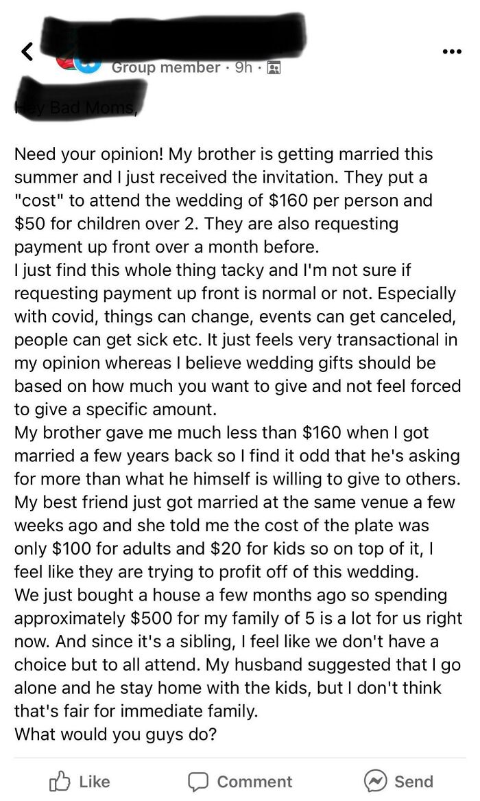 Found In A Book Of Faces Group. Far Too Many Commenters Are Saying, Though Tacky, The Brother Isn’t Out Of Line