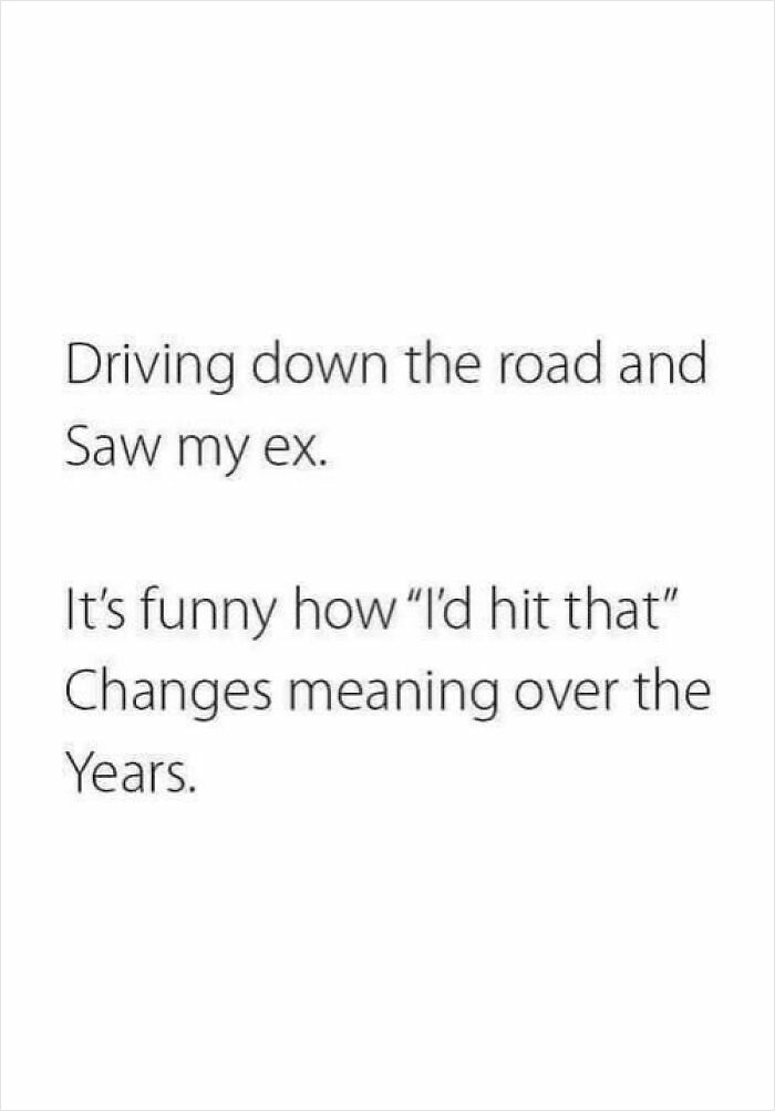Text post illustrating classic dad humor about road and exes.