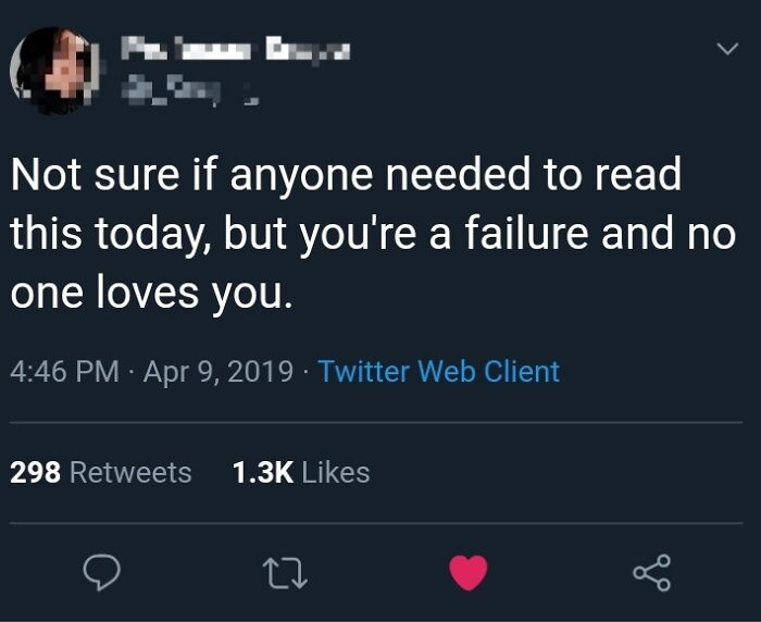 Tweet with existential meme text expressing feelings of failure and loneliness, featuring engagement stats like retweets and likes.