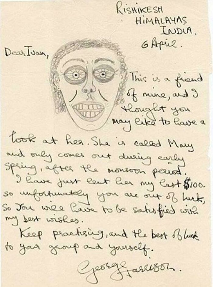 Handwritten letter with a drawing, showcasing something interesting and unique you may not have seen before.