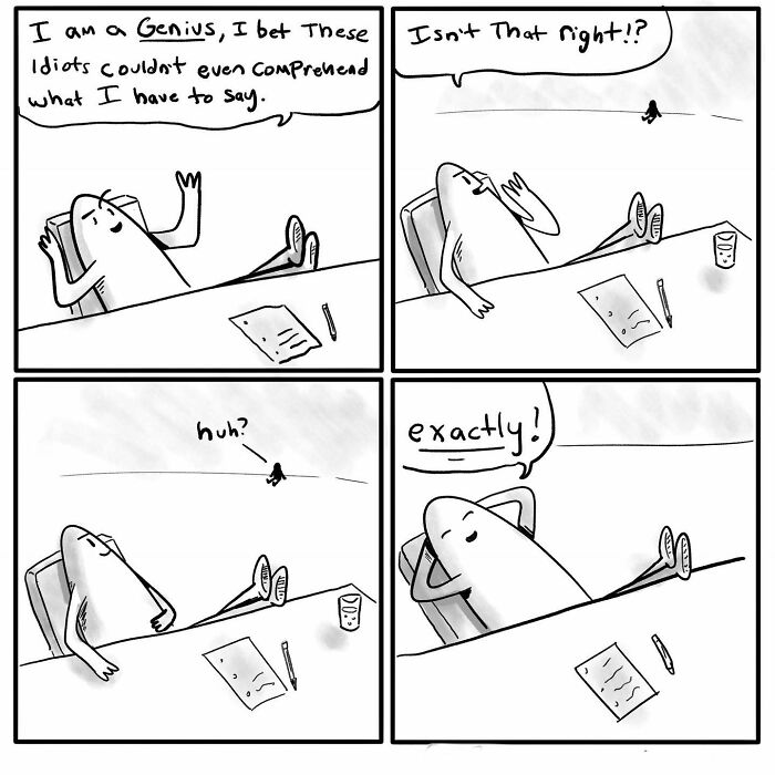 Comic by Chris Jensen featuring a character having a humorous conversation with a fly at a desk.