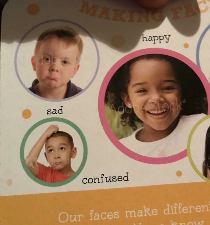 Children's book with mislabeled emotions, illustrating poorly-written-designed-books.
