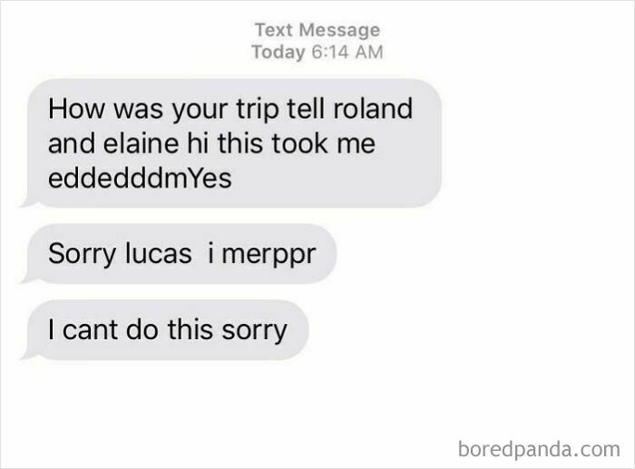 Text message screenshot with humorous boomer social media fails and text errors.