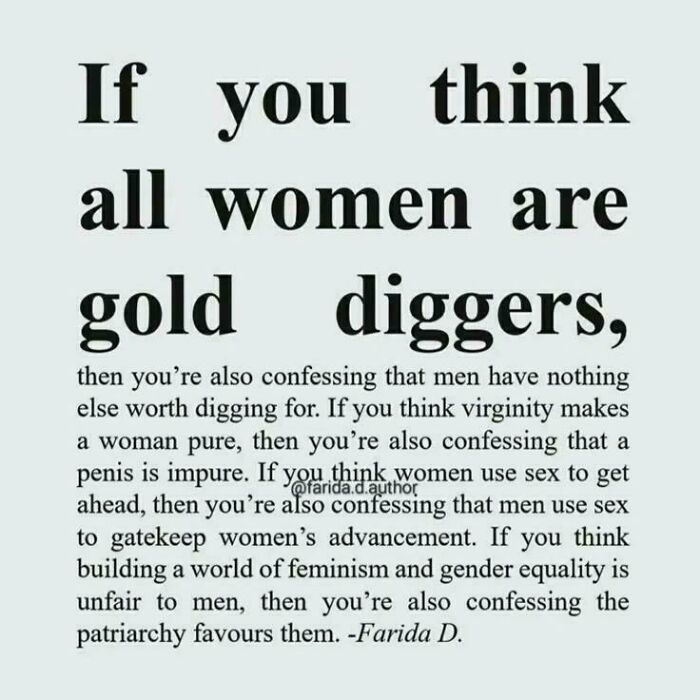 Text discussing stereotypes about women and gender equality issues by Farida D.