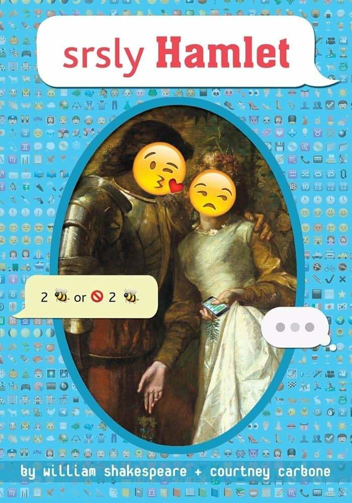 Terrible book cover with emoji faces on Hamlet characters, playful modern twist on classic literature.