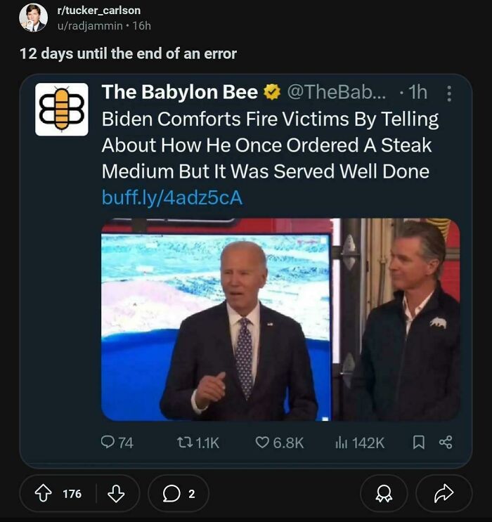 Satirical news headline from The Babylon Bee, featuring a humorous story about comforting fire victims.