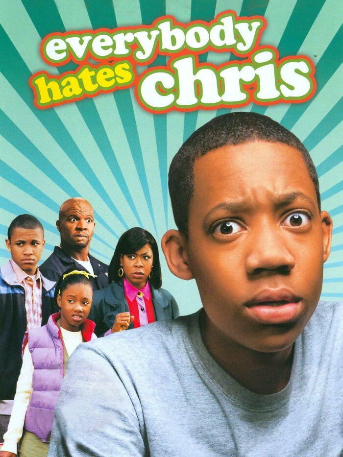 Promotional image of "Everybody Hates Chris" with main characters, a nostalgic TV show from the 2000s.