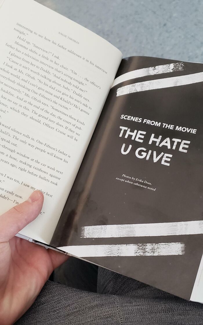 Open book showing "The Hate U Give," highlighting poorly-written-designed-books flaws.