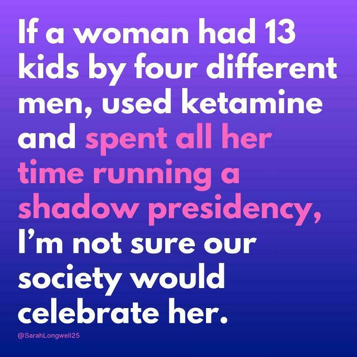 Text on purple background challenges sexism with a hypothetical scenario.