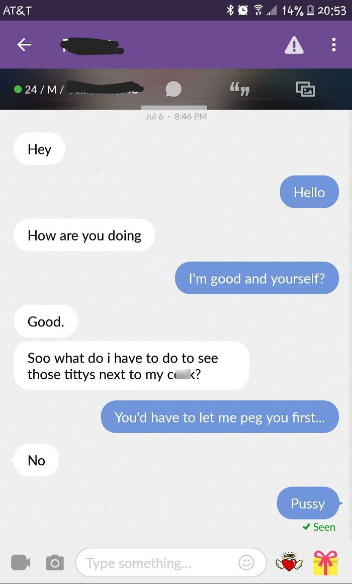 Woman responds to creepy DMs with witty reply in a chat conversation.