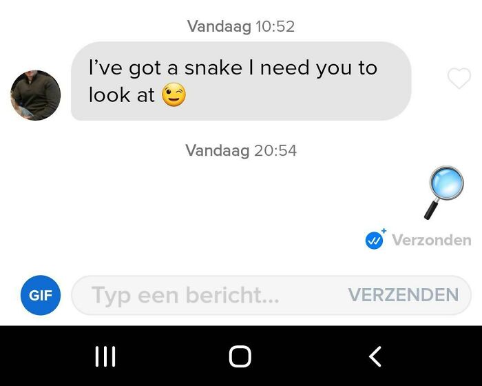 Creepy DM screenshot showing a suggestive message with a winking emoji.