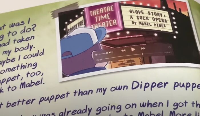 Poorly-Written-Designed-Books page featuring a cartoon character at a theater with a sign reading "Glove Story: A Sock Opera."