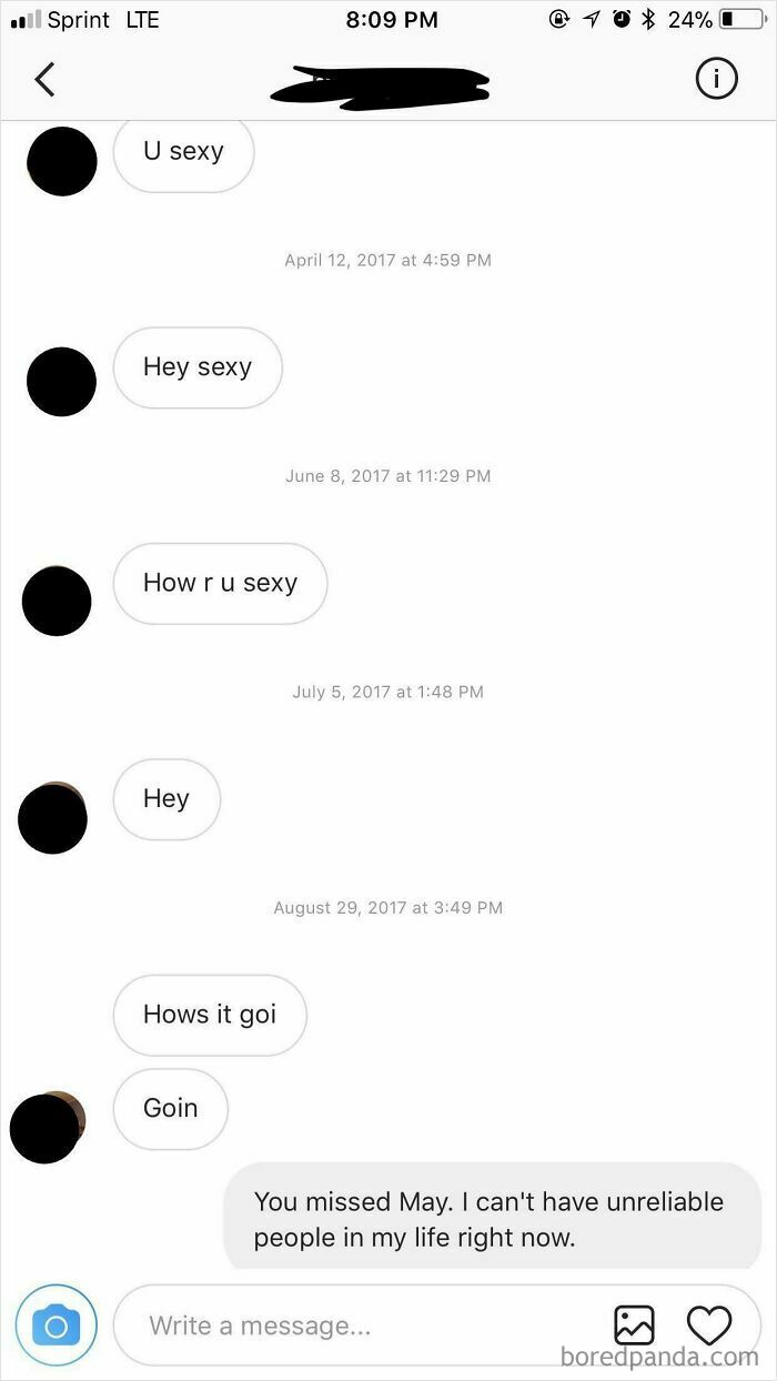 Conversation screenshot highlighting women's frustration with inappropriate DMs.