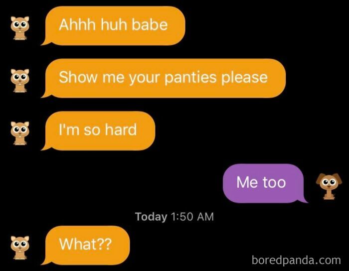 Creepy DMs screenshot with an awkward exchange between two users.