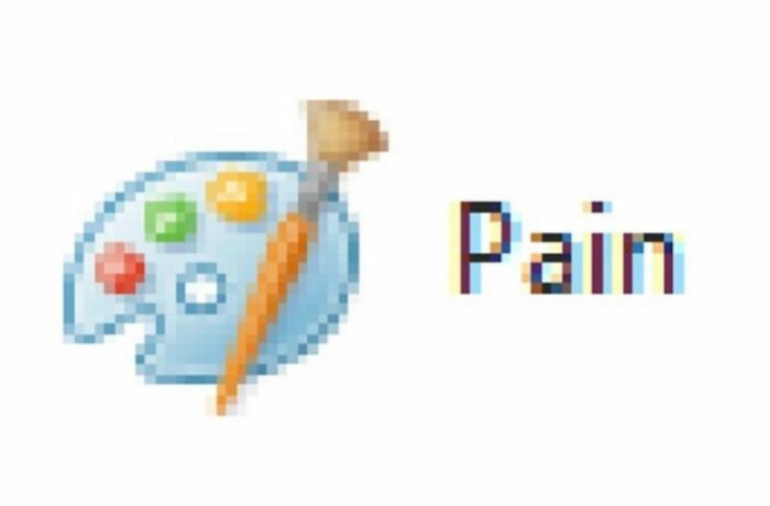 Pixelated Paint palette meme with the word "Pain."
