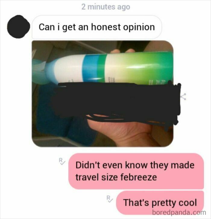 Clever reply to a creepy DM featuring a spray can as a joke.