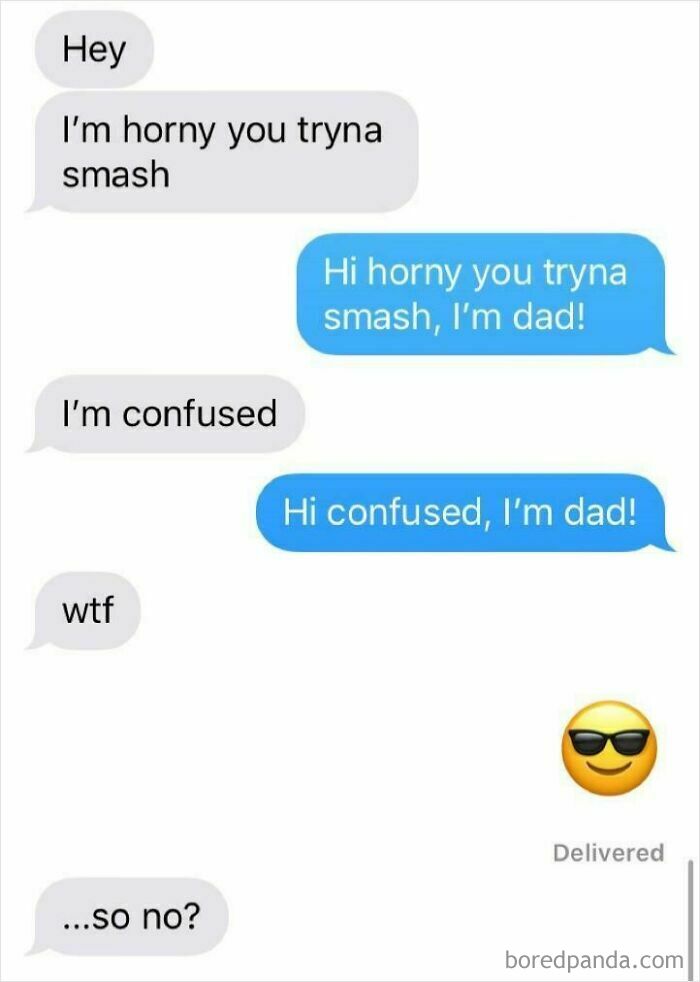 Screenshot of a text exchange handling creepy DMs with humor.