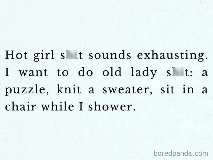 Funny meme with text about preferring relaxing activities over "hot girl" trends.