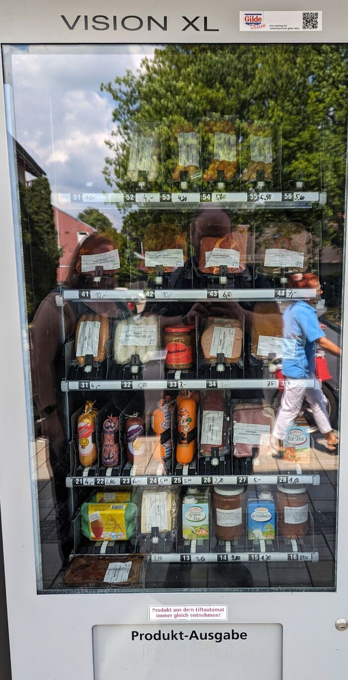 Vending machine with various food items, a unique tourist experience.