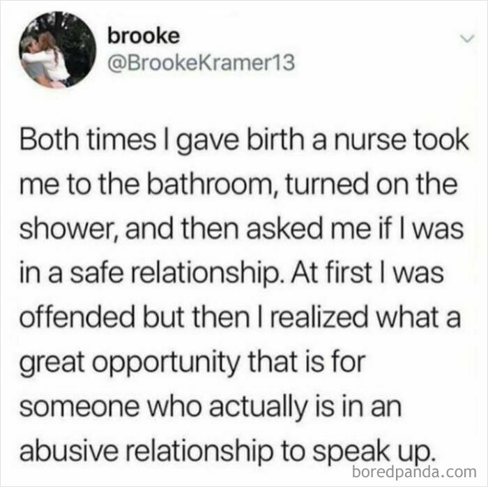 Text exchange highlighting social justice awareness, addressing safe relationships in healthcare settings.