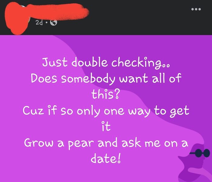 Text on colorful background with ridiculous word spellings saying, “Grow a pear and ask me on a date.”