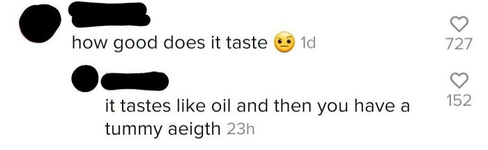 Social media exchange with ridiculous word spelling "aeigth" instead of "ache."