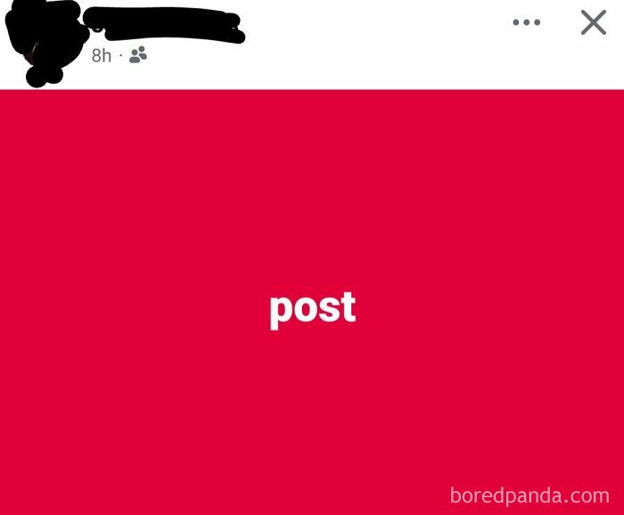 "Social media post fail with red background, typical of Boomers' online mishaps."