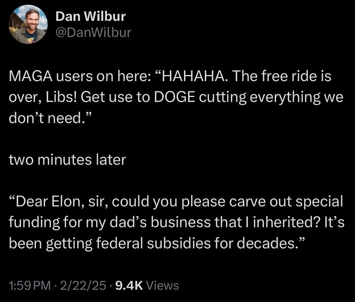 Tweet showing courage to speak controversial views on politics and subsidies, highlighting social media boldness.