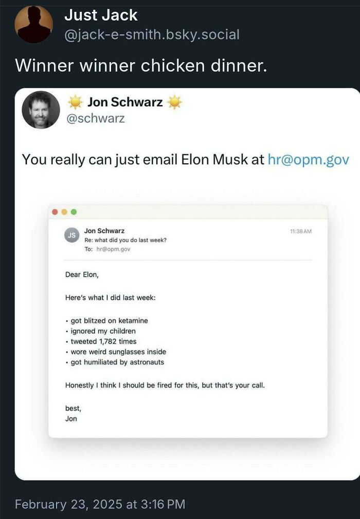 Tweet showing humorous email to Elon Musk revealing candid personal confessions, showcasing courage to tweet what others cannot.