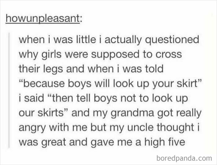 Text post about standing up for social justice, discussing gender norms and receiving mixed family reactions.