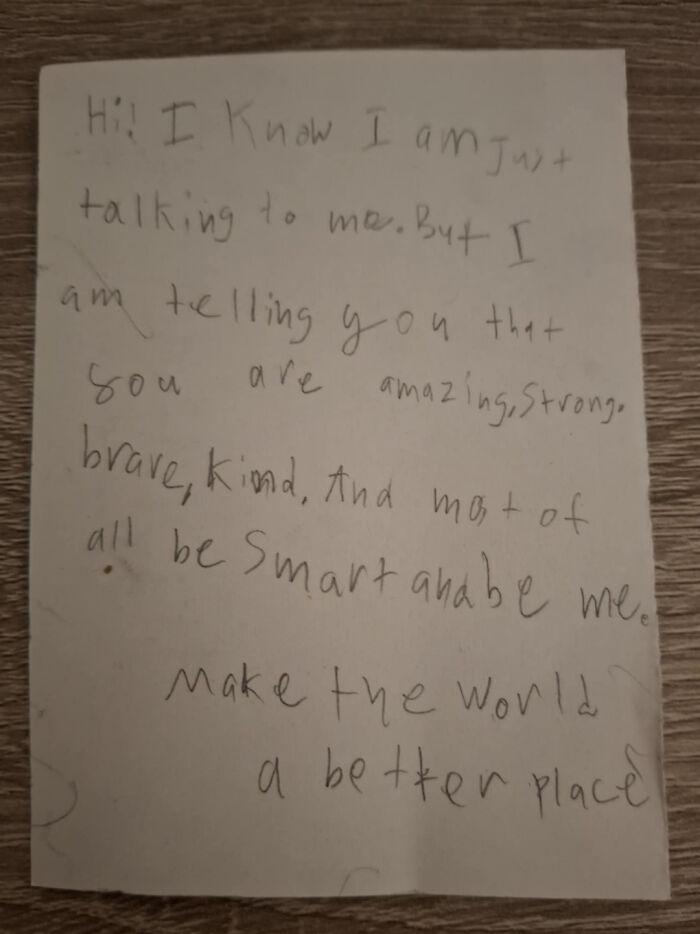 Handwritten note showing a dad’s wholesome parenting moment with encouraging and kind words to inspire.