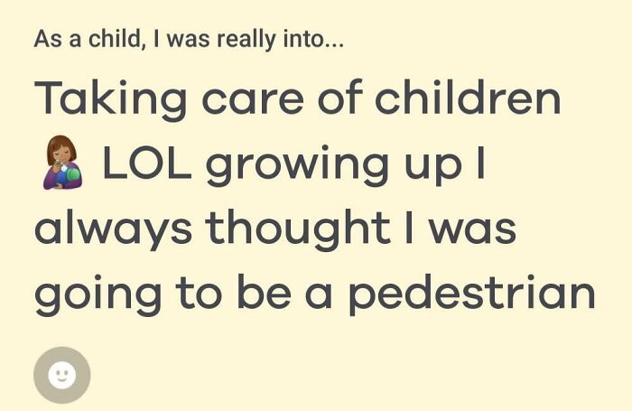 Text meme with humorous spelling error mentioning growing up and being a pedestrian; includes a facepalm emoji.