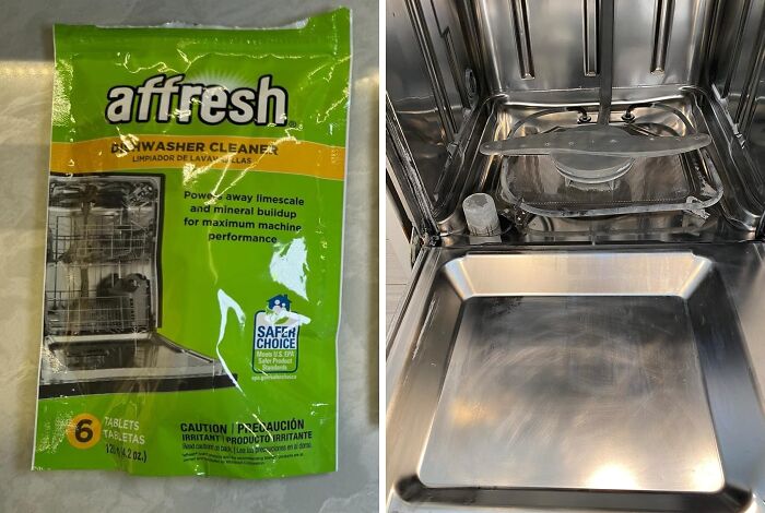 Affresh dishwasher cleaner and a clean dishwasher interior for a spring cleaning headstart.