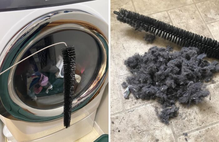 Dryer lint and brush for spring cleaning headstart.