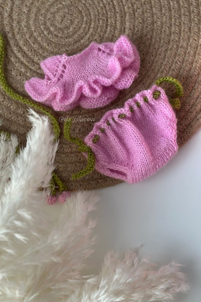 I Made Knitting Pattern Spring Outfit For Girl Bear