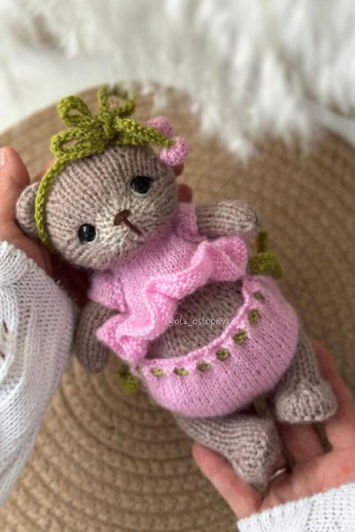 I Made Knitting Pattern Spring Outfit For Girl Bear